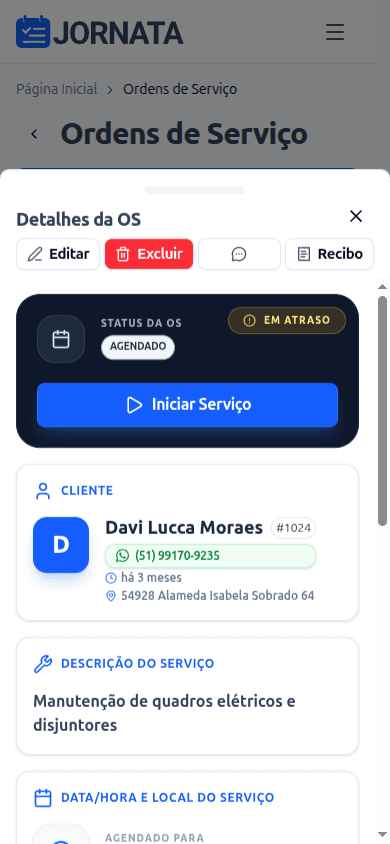 Ordens de serviço no celular
